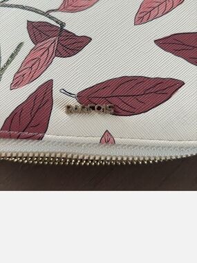 Parfois Floral Zip Pouch in Cream and Dusty Rose